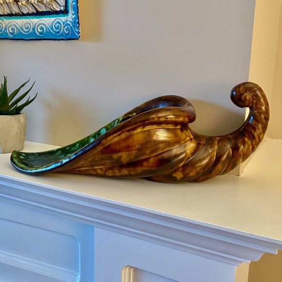 MCM Vintage Large Ceramic Cornucopia Horn - Picture 2 of 14